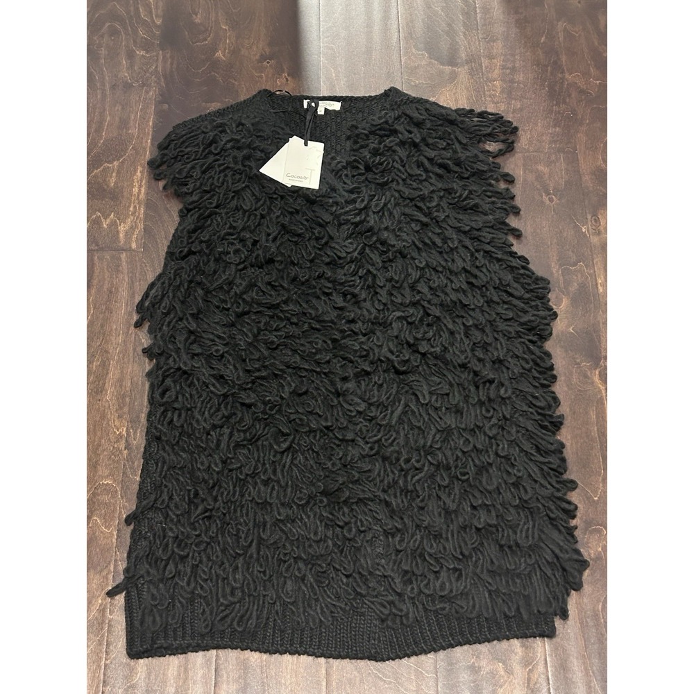 NWT Cocogio Vest Sweater Women's SZ Med Wool Blend Fringe Knit Made in Italy